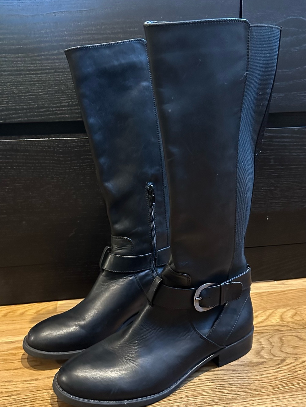 BCBGeneration Black Buckle Riding Boots